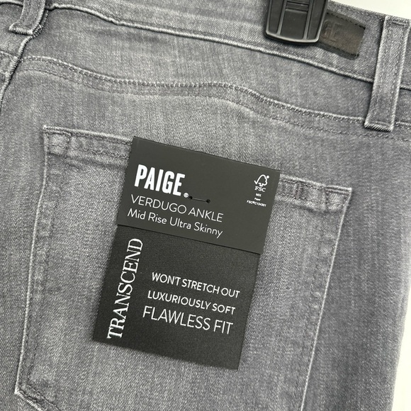 NEW Paige Verdugo Ankle Mid Rise Ultra Skinny Jeans Summit Grey Womens 31 - Picture 4 of 5
